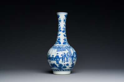 A fine Chinese blue and white bottle vase, Transitional period
