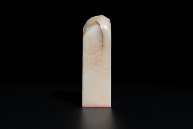 A Chinese soapstone 'Chang Chun Shu Wu Yu Zhi 長春書屋御製' seal with a box, 18th C.