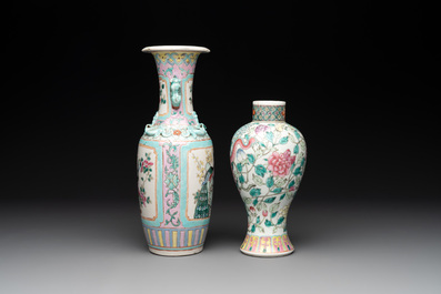Seven Chinese famille rose and iron-red-decorated wares, 19th C.