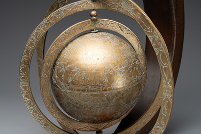 An Islamic brass astrolabe and a Persian sundial with compass, 19th C.