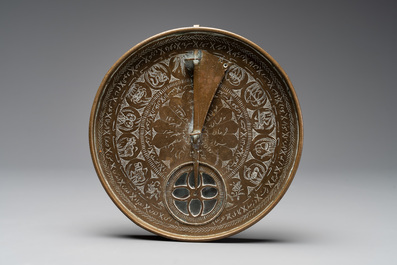 An Islamic brass astrolabe and a Persian sundial with compass, 19th C.