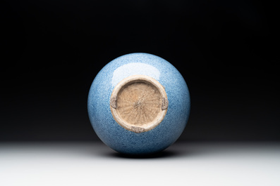 A Chinese powder-blue bottle vase, 19/20th C.