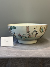 A Chinese Canton famille rose 'madarin subject' punch bowl, Qianlong