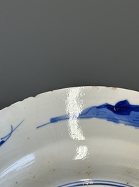 Two Chinese blue and white 'Xi Xiang Ji' plates, Chenghua mark, Kangxi