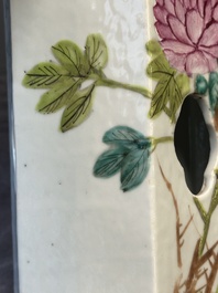 Four Chinese famille rose 'birds and flowers' hat stands, signed Jiang Xiangzong 江湘宗 and Xing Ming 邢明, Tongzhi mark, 19th C.