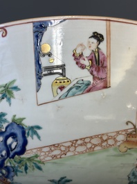A Chinese Canton famille rose 'madarin subject' punch bowl, Qianlong