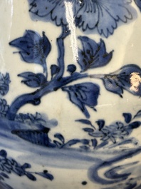 A Chinese blue and white 'birds among flowering branches' bottle vase, Ming