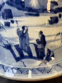 A large Chinese blue and white 'gu' vase with figures in landscapes, Kangxi