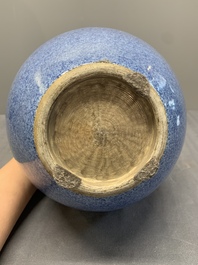 A Chinese powder-blue bottle vase, 19/20th C.