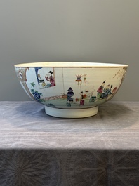 A Chinese Canton famille rose 'madarin subject' punch bowl, Qianlong