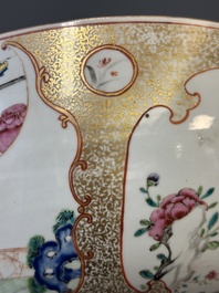 A Chinese Canton famille rose 'madarin subject' punch bowl, Qianlong