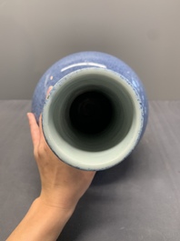 A Chinese powder-blue bottle vase, 19/20th C.