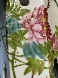 Four Chinese famille rose 'birds and flowers' hat stands, signed Jiang Xiangzong 江湘宗 and Xing Ming 邢明, Tongzhi mark, 19th C.