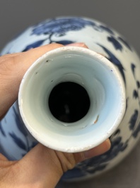 A Chinese blue and white 'birds among flowering branches' bottle vase, Ming