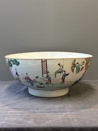 A Chinese Canton famille rose 'madarin subject' punch bowl, Qianlong