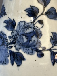 A Chinese blue and white 'birds among flowering branches' bottle vase, Ming