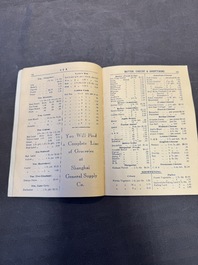 11 bulletins about the Cathay Hotel, a report of the Sino-Belgian Friendship Association and a pass book of Shanghai General Supply Co., 20th C.