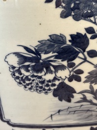 A large Chinese blue and white 'He Lu Tong Chun 鶴鹿同春' fish bowl, 19th C.
