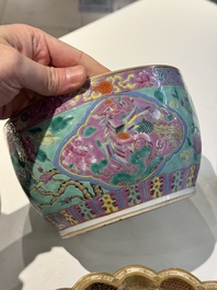 Two Chinese famille rose turquoise-ground 'chupu' bowls and covers for the Straits or Peranakan market, 19th C.