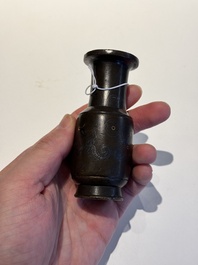 A small Chinese gold- and silver-inlaid bronze 'chilong' vase, late Ming