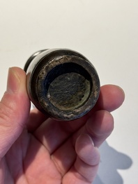 A small Chinese gold- and silver-inlaid bronze 'chilong' vase, late Ming