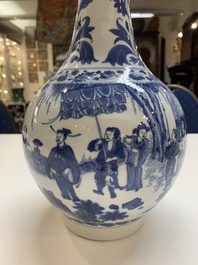 A fine Chinese blue and white bottle vase, Transitional period