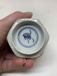 Five Chinese famille verte cups and six saucers, Kangxi