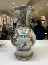 A very rare Chinese famille verte 'tiger and phoenix' vase, incised Chenghua mark, Kangxi