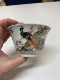 Five Chinese blue, white and famille rose wares, Qianlong and Xianfeng marks, 19/20th C.