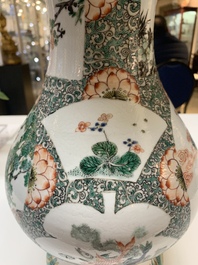 A very rare Chinese famille verte 'tiger and phoenix' vase, incised Chenghua mark, Kangxi