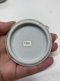 Four Chinese blue and white seal paste boxes in the style of Wang Bu, Yongzheng marks, Republic