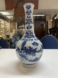 A fine Chinese blue and white bottle vase, Transitional period