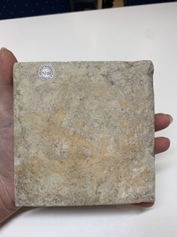 A Chinese blue and white 'archer' tile after a Dutch Delft example, Transitional period