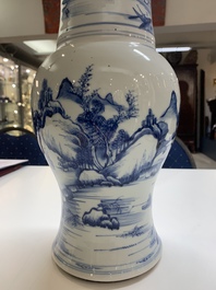 A Chinese blue and white 'landscape' 'yenyen' vase, Kangxi