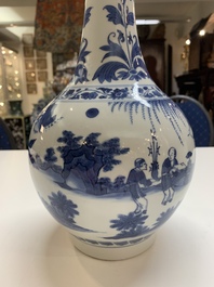 A fine Chinese blue and white bottle vase, Transitional period