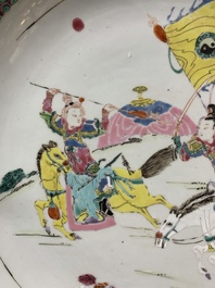 A Chinese famille rose 'horserider' dish, Yongzheng/Qianlong
