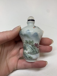 A fine Chinese famille rose 'landscape and poem' snuff bottle, Daoguang mark and of the period