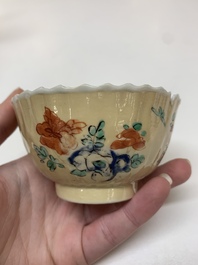 Five Chinese famille verte cups and six saucers, Kangxi