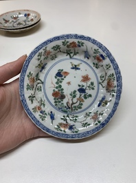 Five Chinese famille verte cups and six saucers, Kangxi