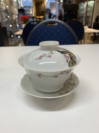 Five Chinese blue, white and famille rose wares, Qianlong and Xianfeng marks, 19/20th C.