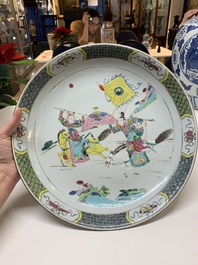 A Chinese famille rose 'horserider' dish, Yongzheng/Qianlong