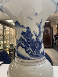 A Chinese blue and white 'landscape' 'yenyen' vase, Kangxi