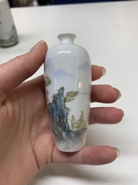 Six small Chinese famille rose vases, Qianlong and Hongxian marks, 20th C.