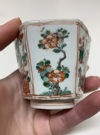 Five Chinese famille verte cups and six saucers, Kangxi