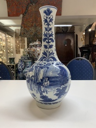 A fine Chinese blue and white bottle vase, Transitional period