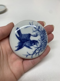 Four Chinese blue and white seal paste boxes in the style of Wang Bu, Yongzheng marks, Republic