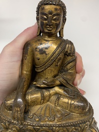 A fine Sino-Tibetan gilt bronze Buddha, 15/16th C.