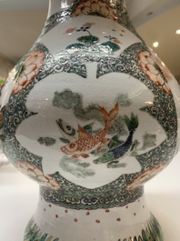 A very rare Chinese famille verte 'tiger and phoenix' vase, incised Chenghua mark, Kangxi