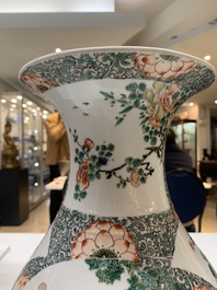 A very rare Chinese famille verte 'tiger and phoenix' vase, incised Chenghua mark, Kangxi