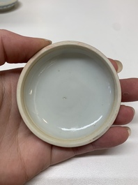 Three Chinese blue and white seal paste boxes, various marks, Republic
